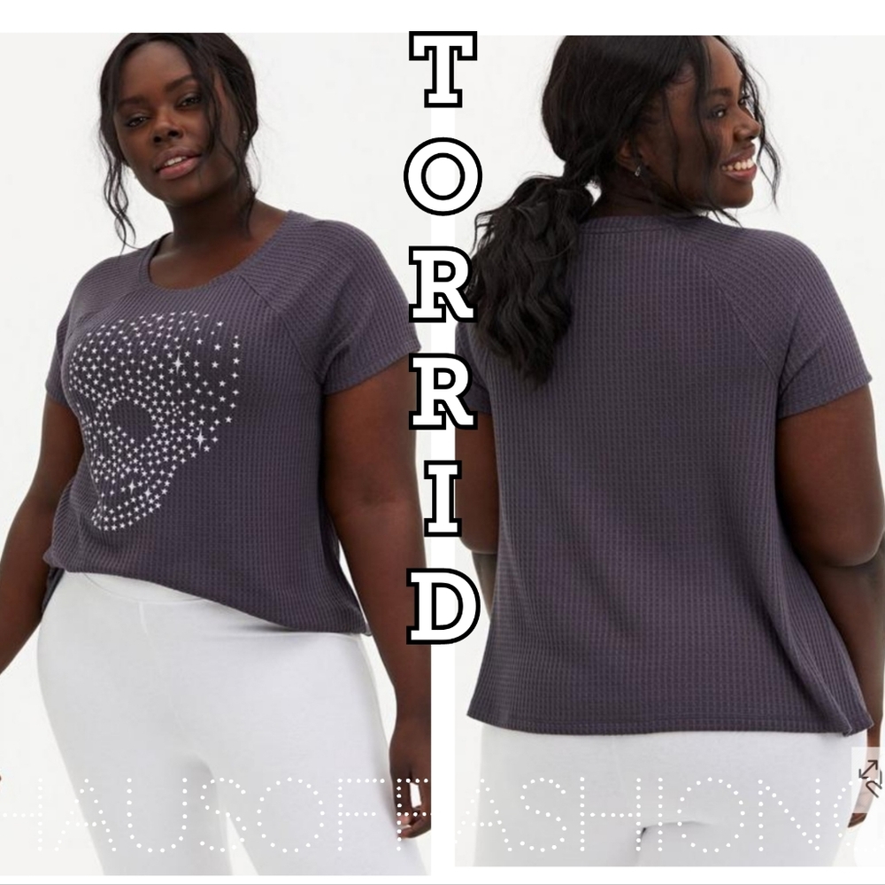TORRID Gray Raglan Waffle Knit Skell Top! NWT!